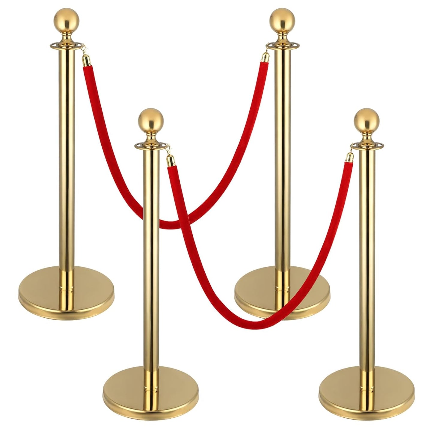 4Pack Stanchions and Velvet Ropes Set for Elegant Events