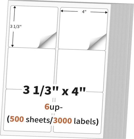 3 1/3in x 4in Address Labels for Laser and Inkjet Printers