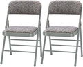 Fabric Gray Folding Chairs 2-Pack - Foam Padded Steel Frame