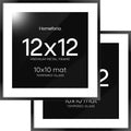 12x12 Picture Frame Matte Black Square Frame with Mat - Clean Modern