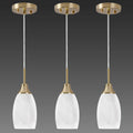 Mini Glass Pendant Light 3-Pack White Swirl Oval - Adjustable Height
