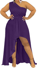 Ekaliy Plus Size One Shoulder Dress - Flowy High Low Maxi