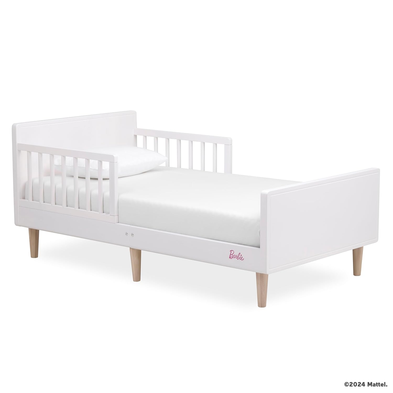 Evolur Barbie Los Altos Wooden Toddler Bed for Girls Comfort