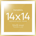 14x14 Picture Frame Gold with Mat - Gallery-Grade Tempered Glass