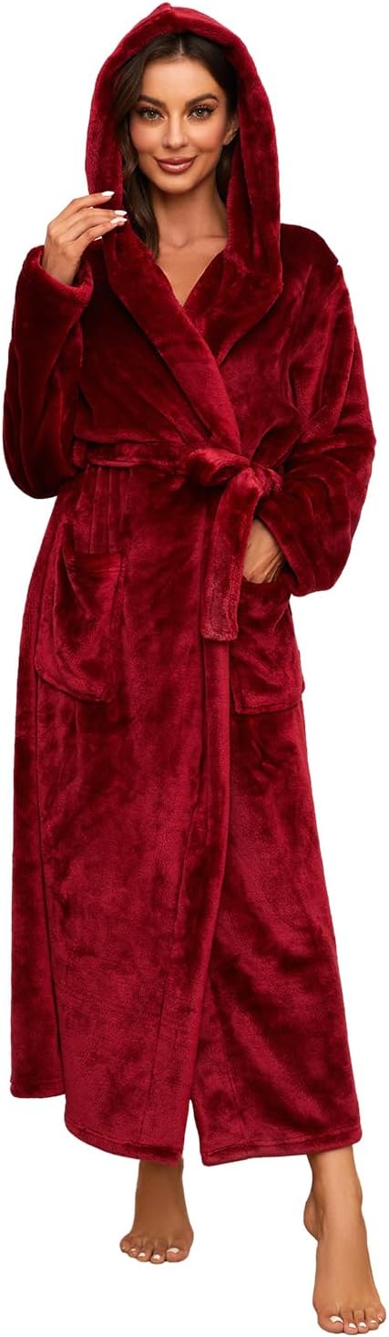 HEARTNICE Womens Long Hooded Plush Robe for Ultimate Warmth