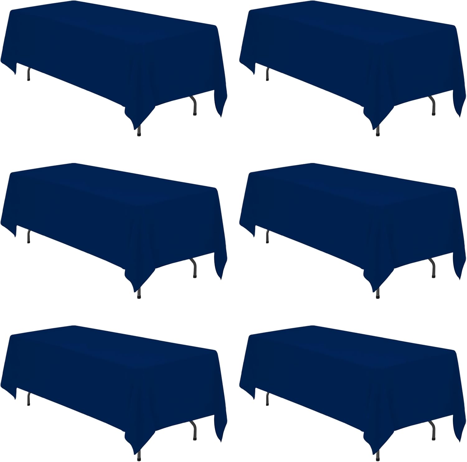 Navy Blue Tablecloths 6 Pack for 6ft or 8ft Rectangle Tables