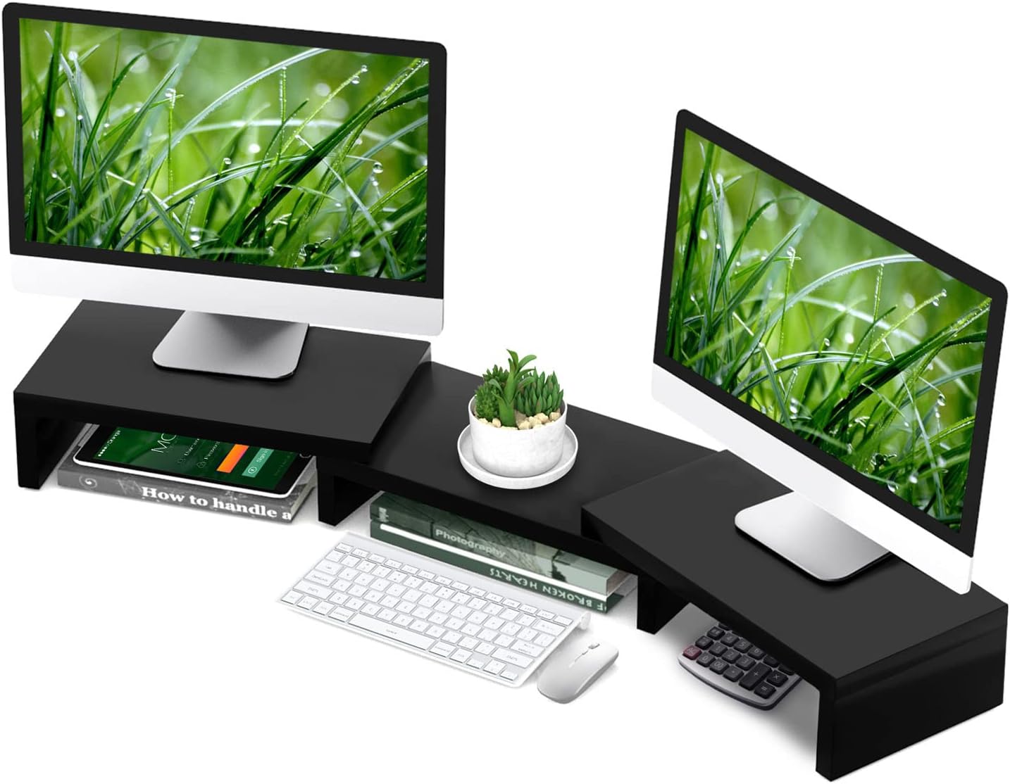 TAVR Dual Monitor Stand Riser - Organize Efficiently!