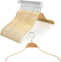 TOPIA HANGER Slim Natural Wood Hangers 18-Pack - Non-Slip, No Shoulder