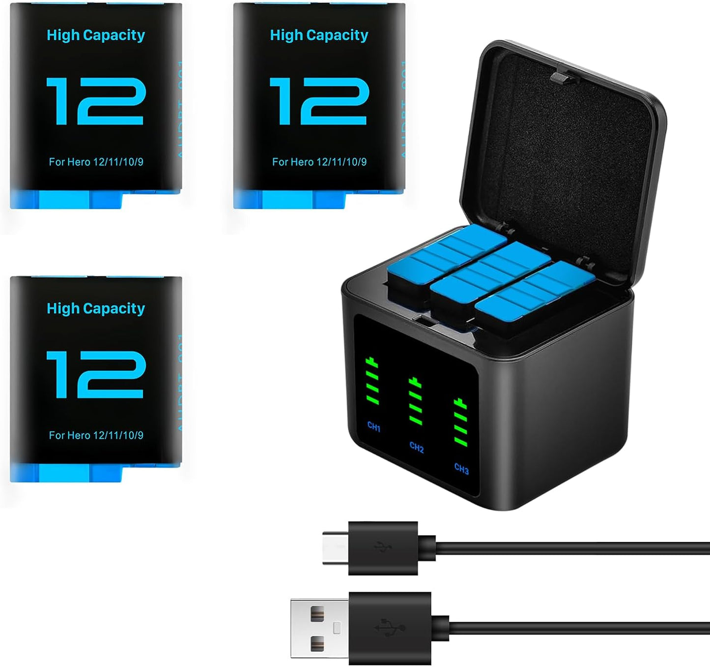 Replacement Batteries 2580mAh for GoPro Hero 12/11/10/9