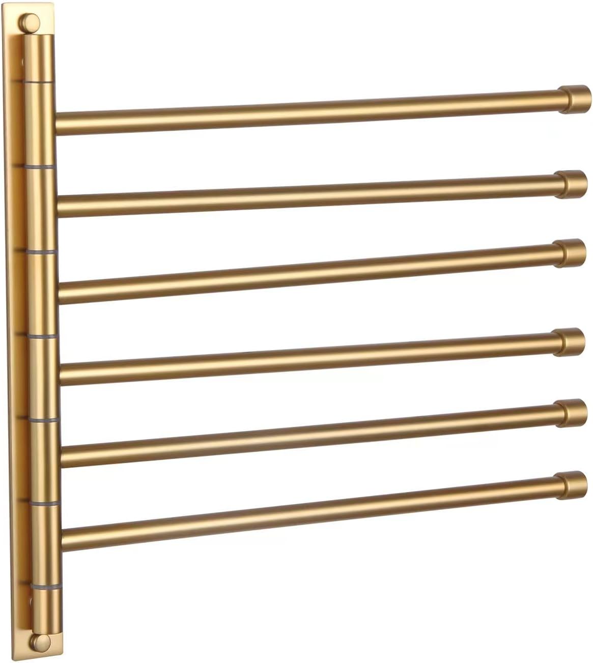 GERZWY Bathroom Swing Arm Towel Bar with 6 Arms for Organization