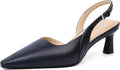 Kitten Heels Navy Blue Slingback Pumps - Comfortable 2.5in