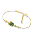 Raw Green Tourmaline Crystal Chain Bracelet - Genuine Birthstone Gift