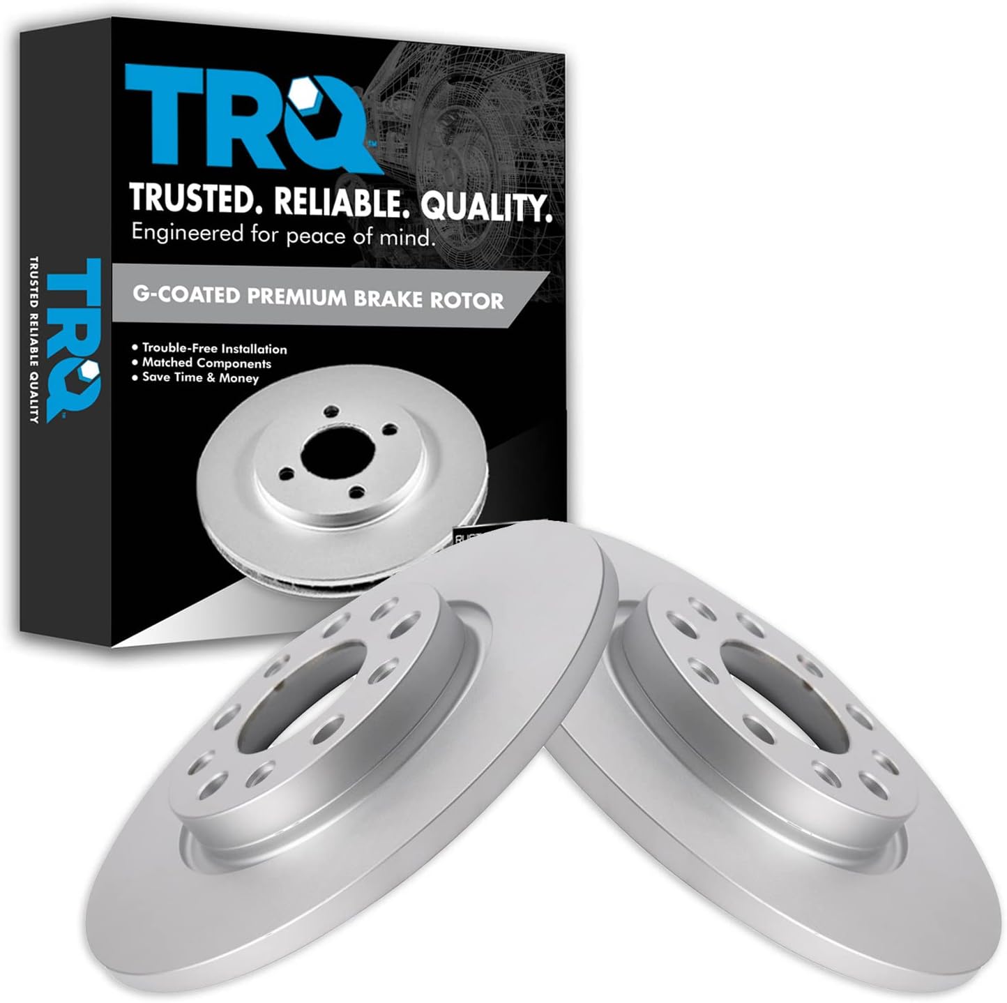 TRQ Rear Brake Rotors Set Solid Premium G-Coated for Jeep Cherokee