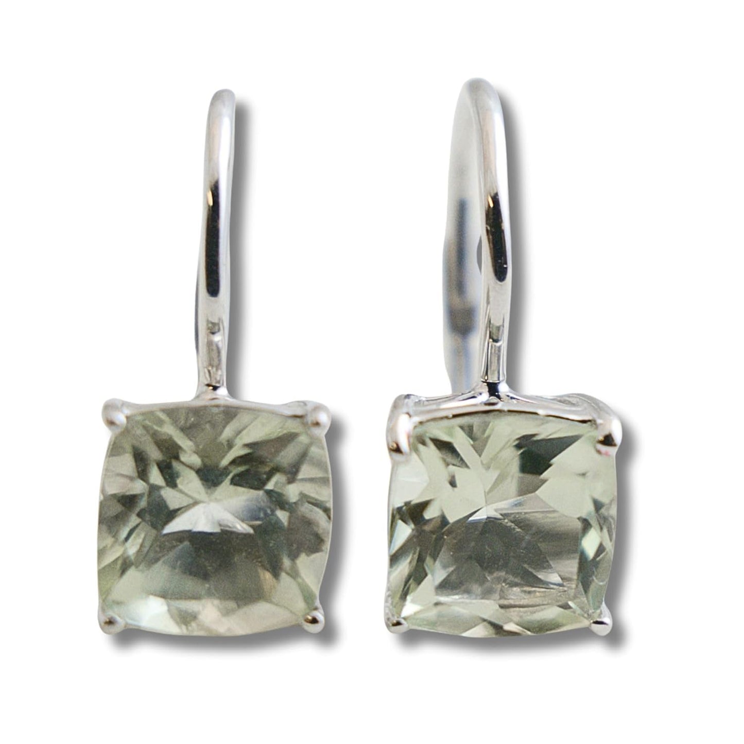 Cushion Green Amethyst Leverback Drop Earrings for Women