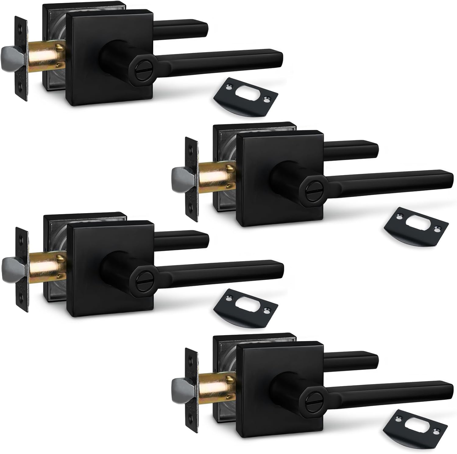 Privacy Bathroom Door Lever Lock in Aged Matt Black Finish