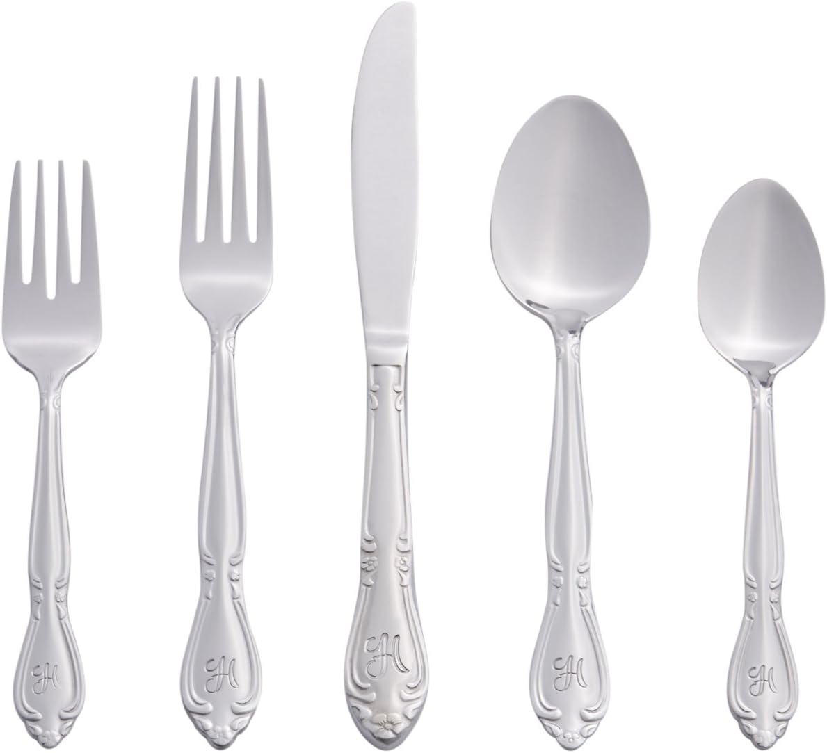 RiverRidge Rose Monogrammed Flatware Set 46 Piece Silverware