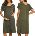 Ekouaer Womens Nursing Maternity Nightgown Short Sleeve S-XXL - Soft