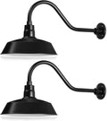 14in Satin Black Gooseneck Barn Light Fixture - Classic Outdoor Look