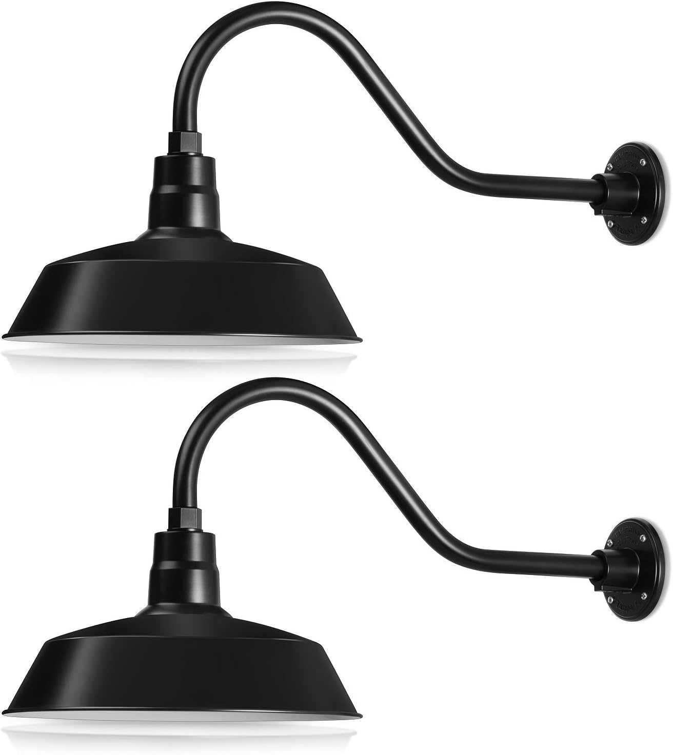 14in Satin Black Gooseneck Barn Light Fixture for Outdoor Use