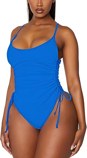 Viottiset Women's Ruched High Cut One Piece Swimsuit for Tummy Control