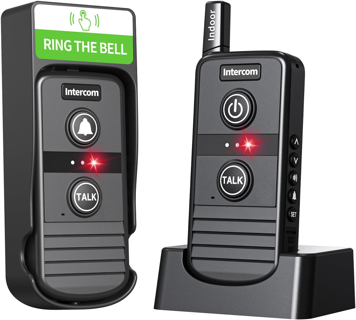 Long Range Wireless Intercom Doorbell - Two-Way Communication, Waterproof, Rechargeable - PANDAAR