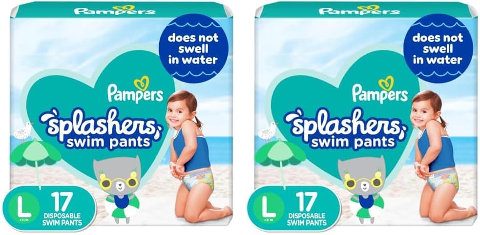 Pampers Splashers Swim Diapers - Size L (2 Packs), Gap-Free Protection