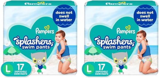 Pampers Splashers Swim Diapers - Size L (2 Packs), Gap-Free Protection