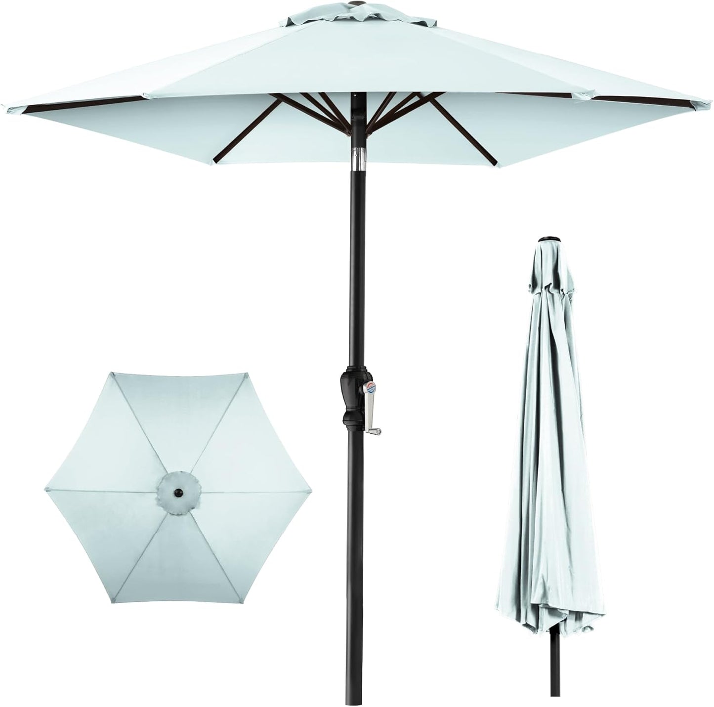 10ft Outdoor Steel Polyester Market Patio Umbrella - Baby Blue