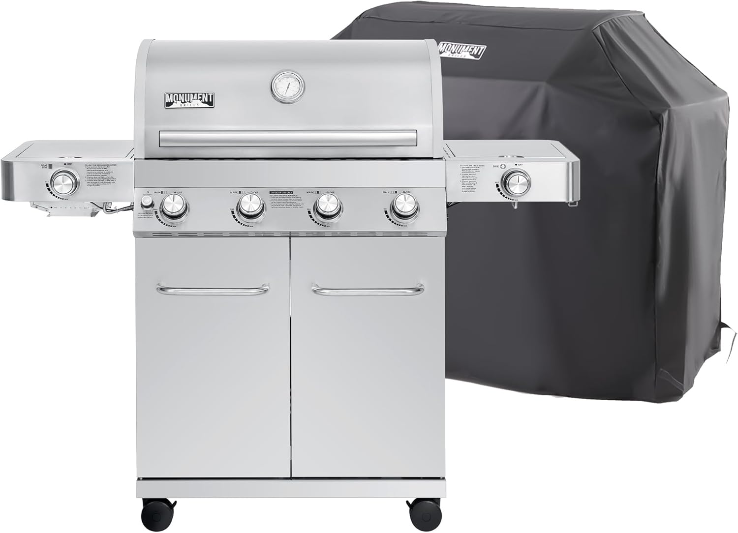 Monument Grills 4-Burner Propane Gas Grill with BBQ Cover