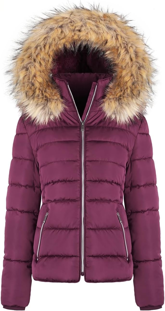 BodiLove Women's Thickened Fur Hooded Jacket for Winter Warmth