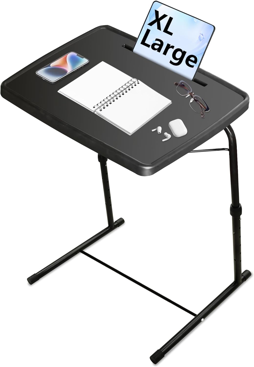 XL Adjustable Folding Tray Table - Versatile for Eating, Laptop Work, Snacks