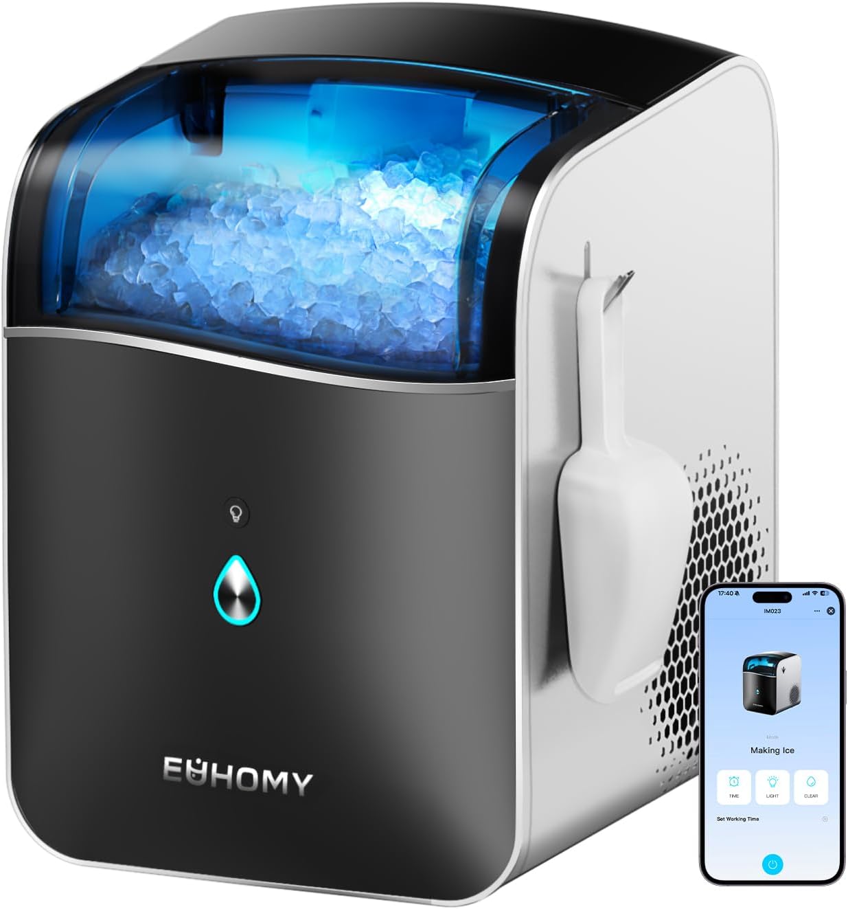 EUHOMY Smart Nugget Ice Maker: Fast, Portable, and Efficient