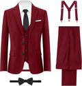 Boys' Husky Formal Suits Set with Suspenders - 7-Piece Outfit
