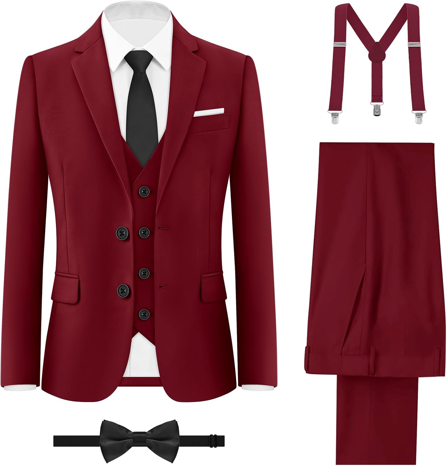 Boys' Formal Suits Set with Suspenders for Every Occasion