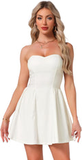 Allegra K Strapless Sweetheart Mini Dress - Flattering Party Fit FitA