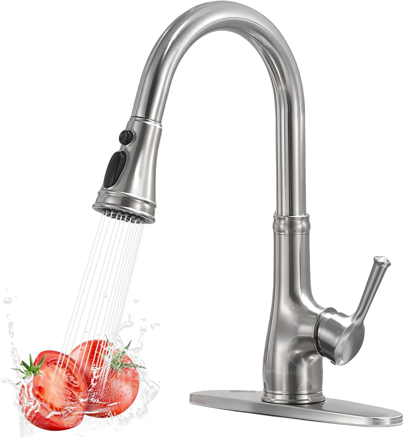 WEWE Vintage Kitchen Faucet with Pull Down Sprayer for Classic Style