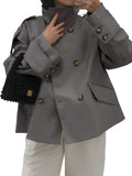 Womens Short Trench Coat Oversized Double-Breasted Cropped - Fall