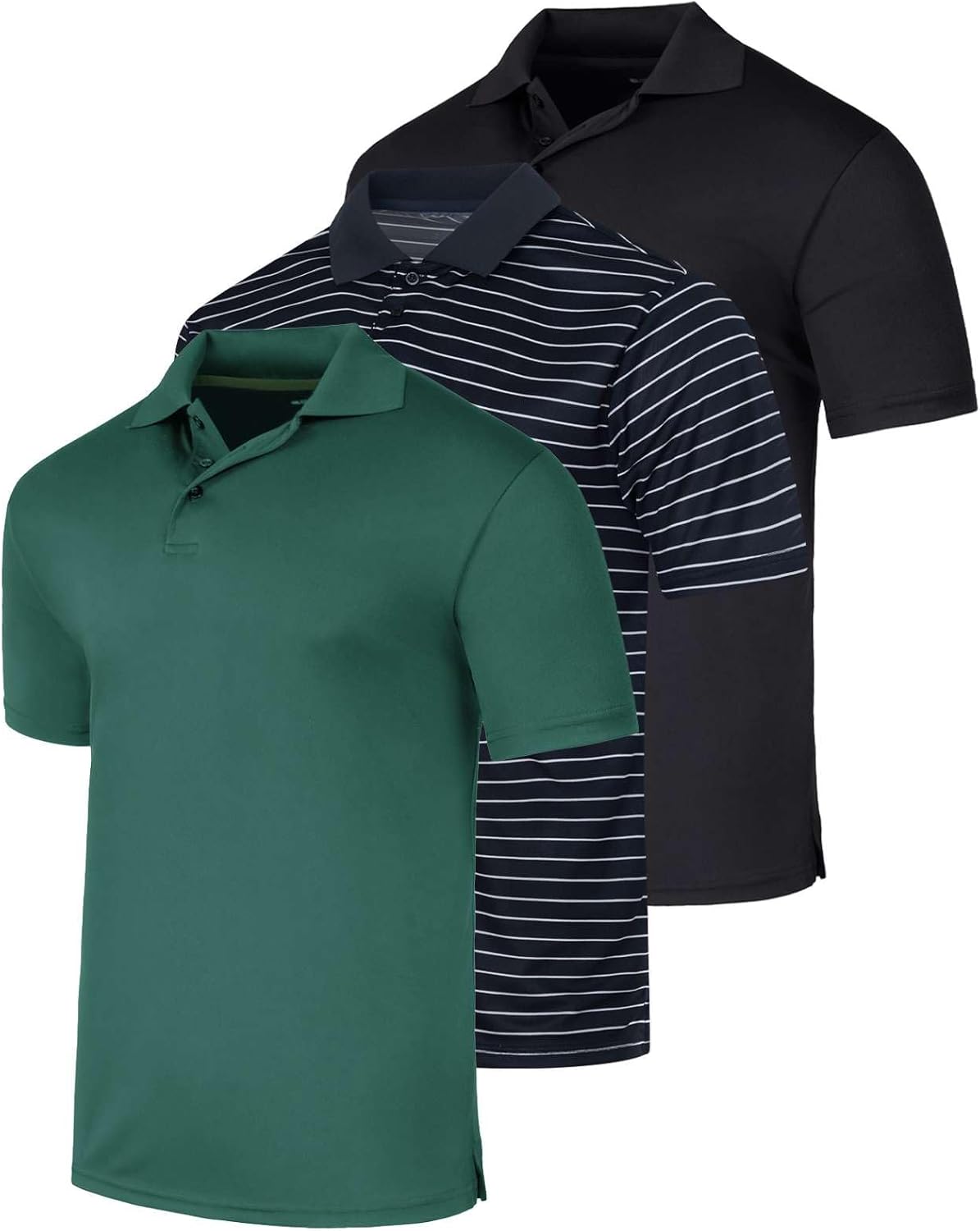 Men's Quick-Dry Athletic Performance Polo Shirt 3 Pack
