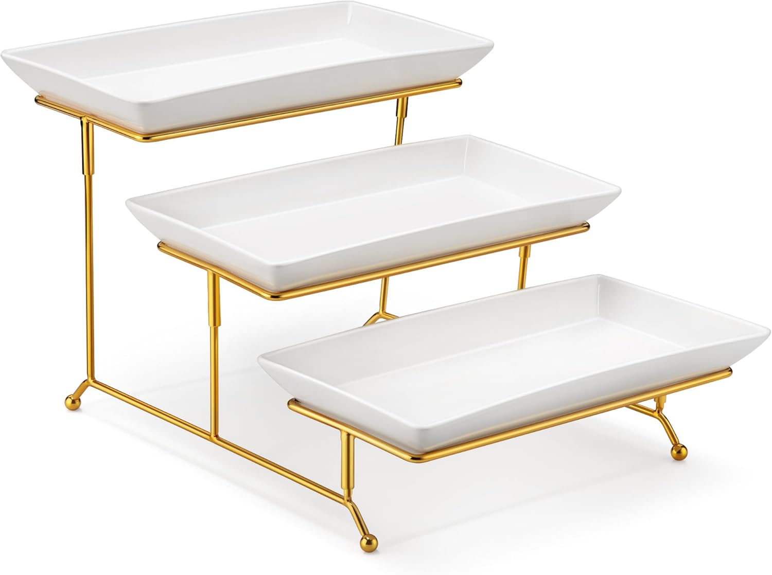3 Tier Serving Trays for Party - Elegant 12 Inch Porcelain Design
