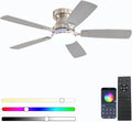 Ceiling Fans with Lights 48 in Low Profile Flush Mount - Quiet, RGB