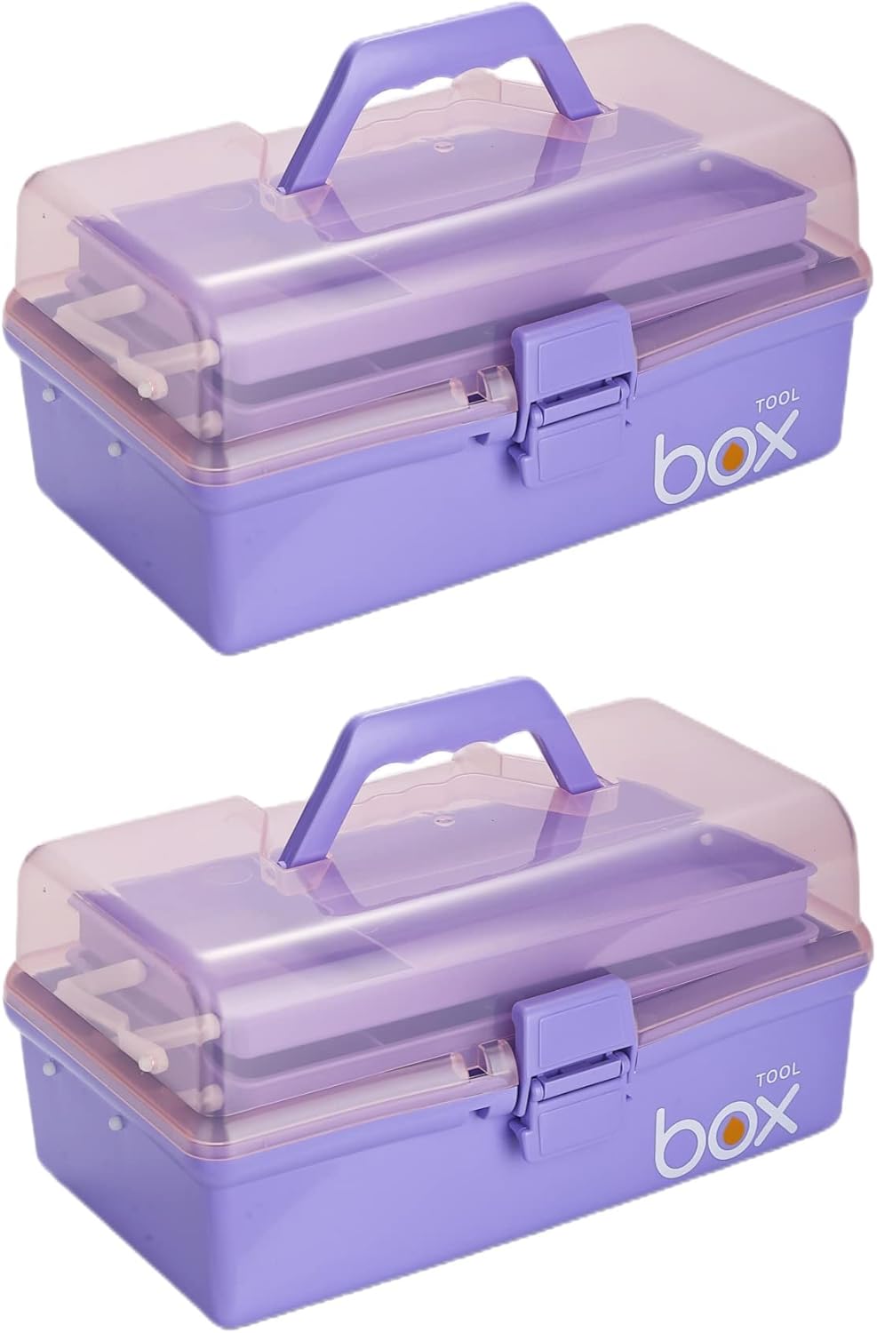2PCS 12in Three-Layer Clear Plastic Storage Box for Organizing