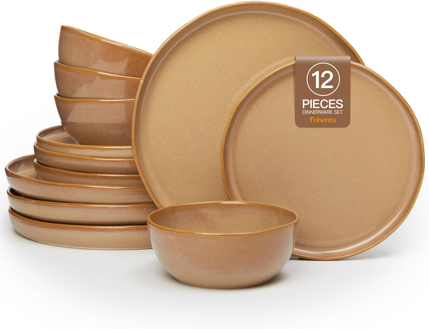 Ceramic Dinnerware Set for 4 with Reactive Glaze Plates