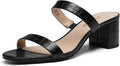 DREAM PAIRS Two Strap Low Block Heels Sandals - Comfortable Dress