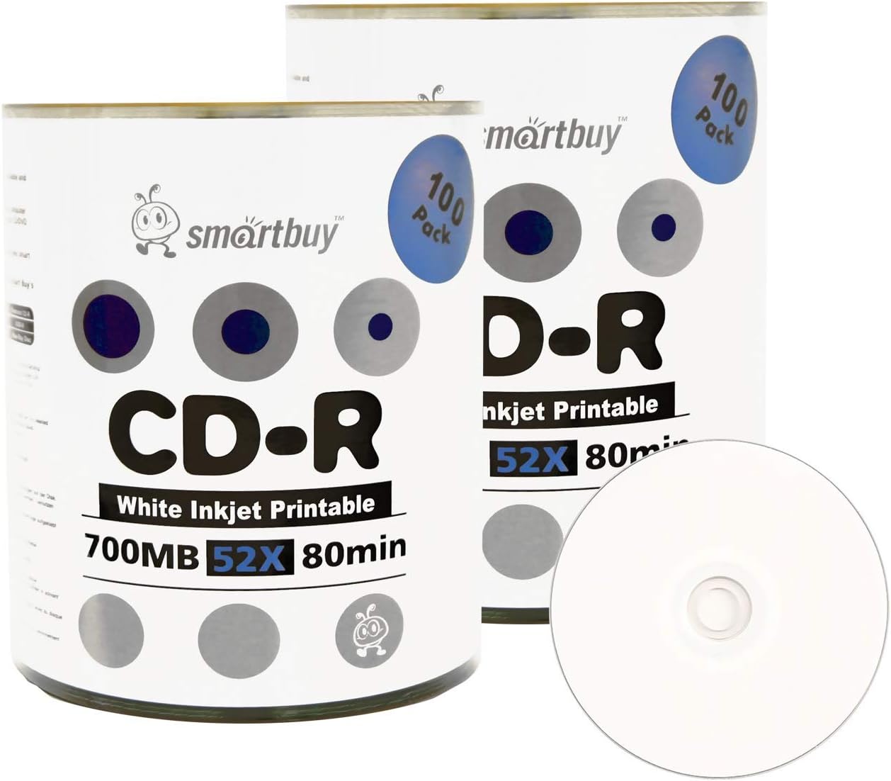 Smartbuy 700mb 80min 52x CD-R Printable Discs for Archiving