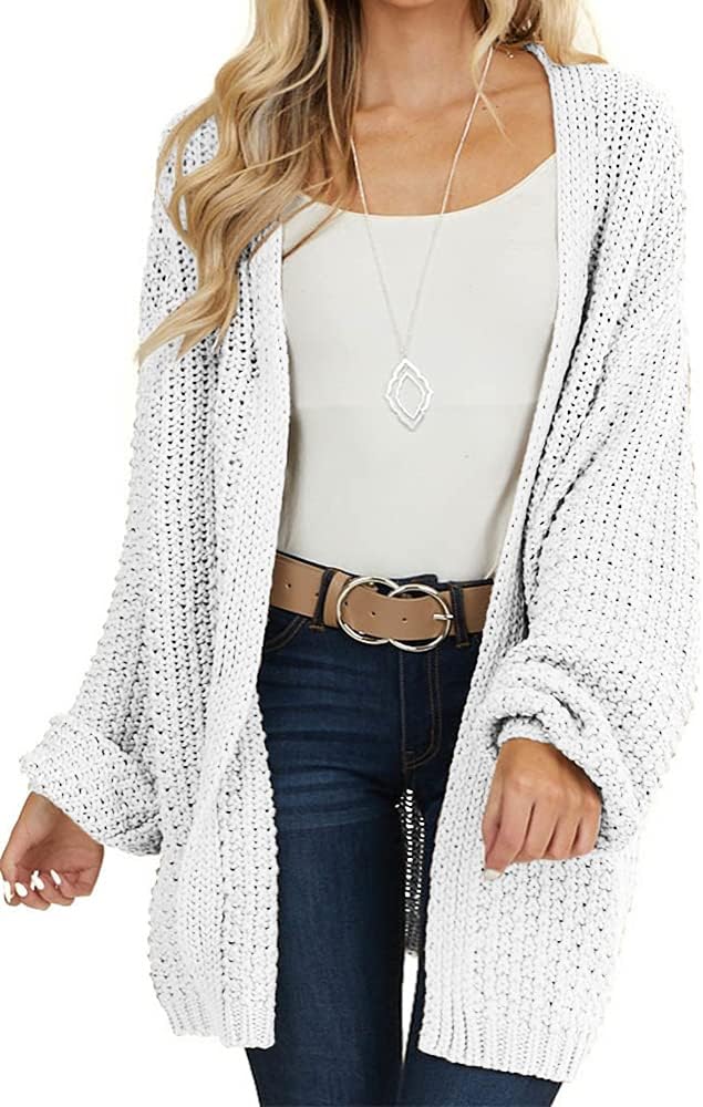 Maroway Womens Cardigan: Stylish Open Front Chunky Knit Sweater