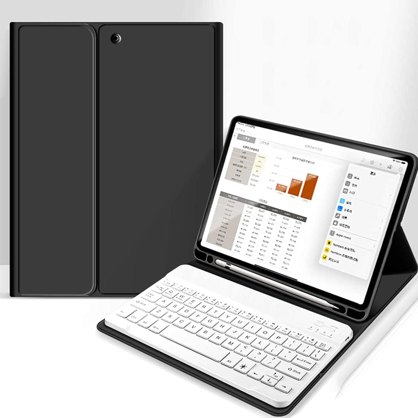 iPad 6th/5th Gen Case with Bluetooth Keyboard and Pencil Holder
