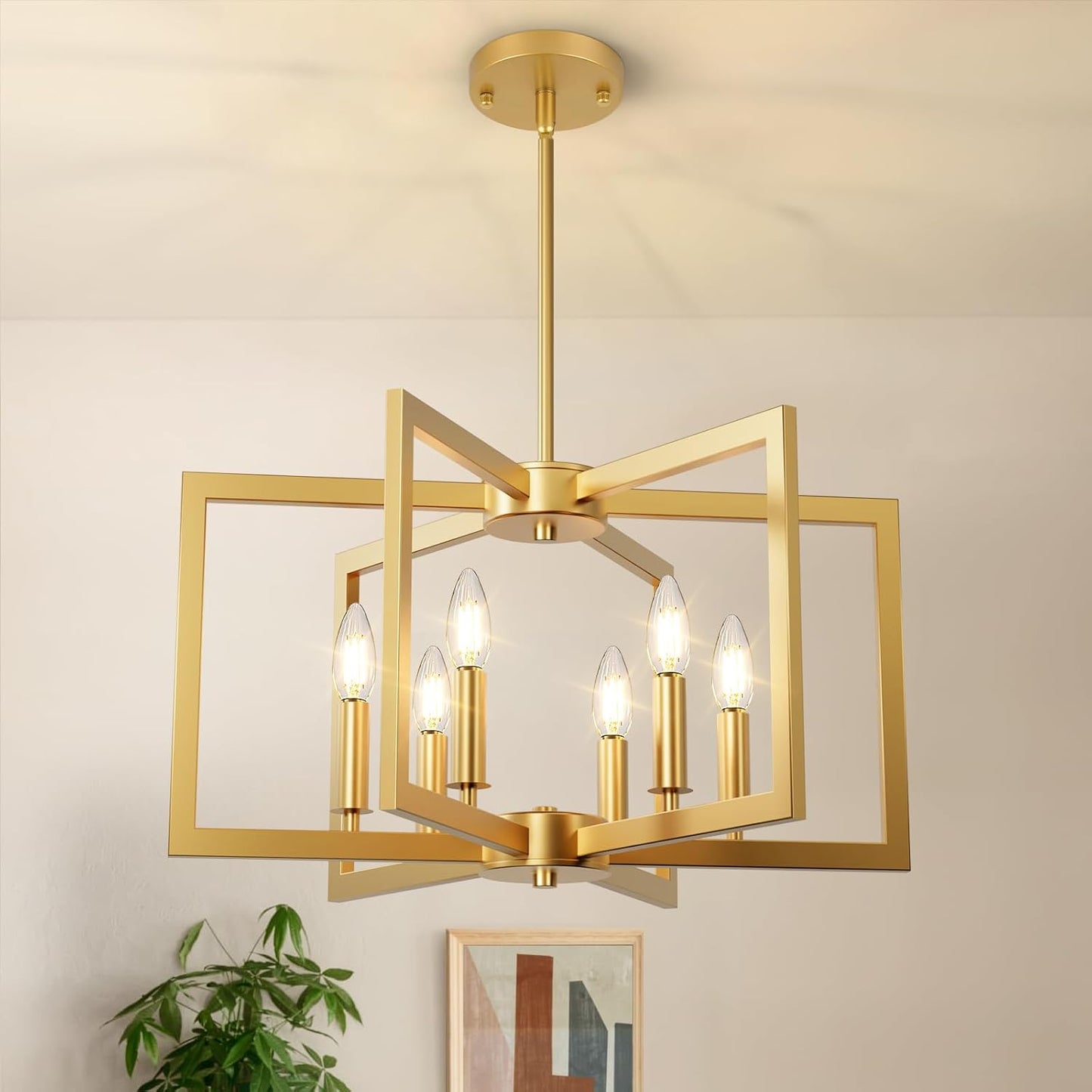 6-Light Gold Chandelier for Modern Farmhouse Dining Room Style