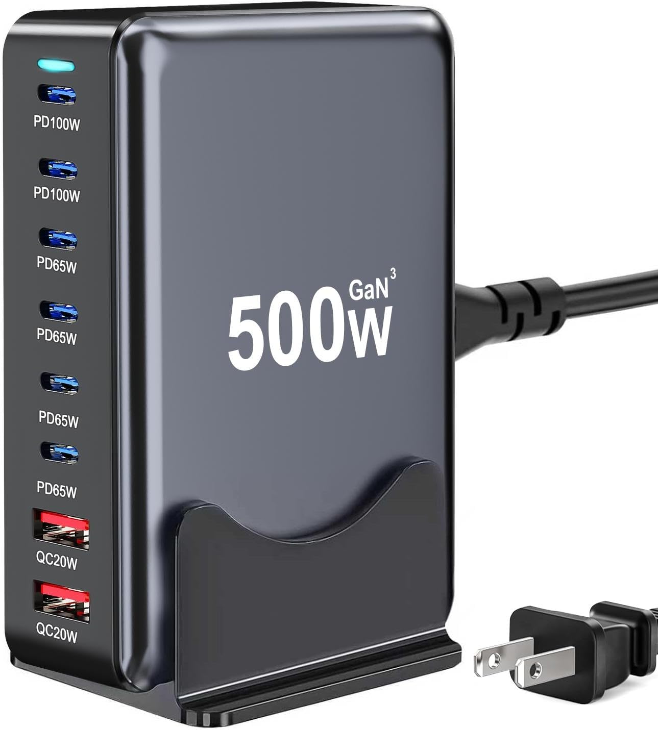 500W USB C Charger Block - Fast 8-Port Charging Station