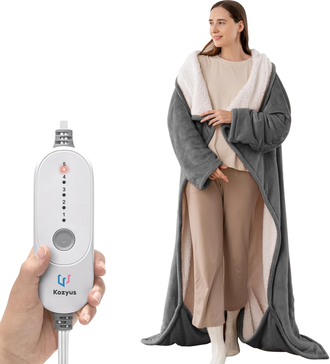 Wearable Heated Blanket with Foot Pocket & Sleeves for Comfort