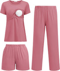 3 Piece Postpartum Nursing Pajamas Set for Women - Soft Nursing PJs
